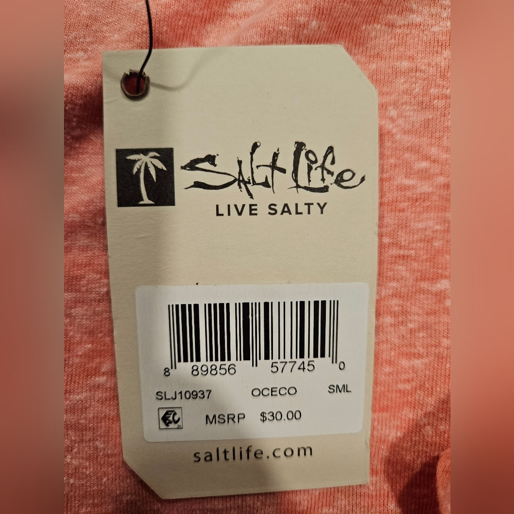 Salt Life High Tides Salty Vibes Womans T-Shirt Pink Size Small Live Salty NWT - Picture 5 of 5